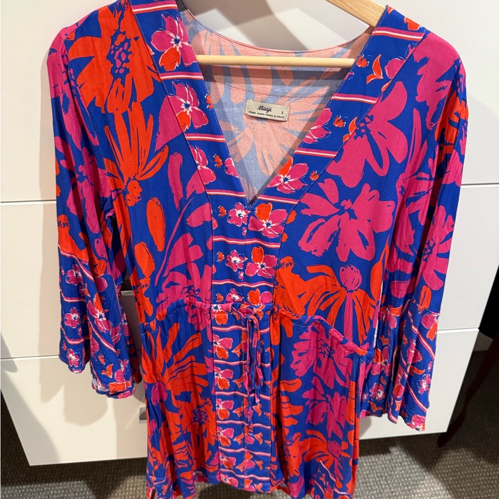 Maaji Blue and Orange Floral Swim Coverup